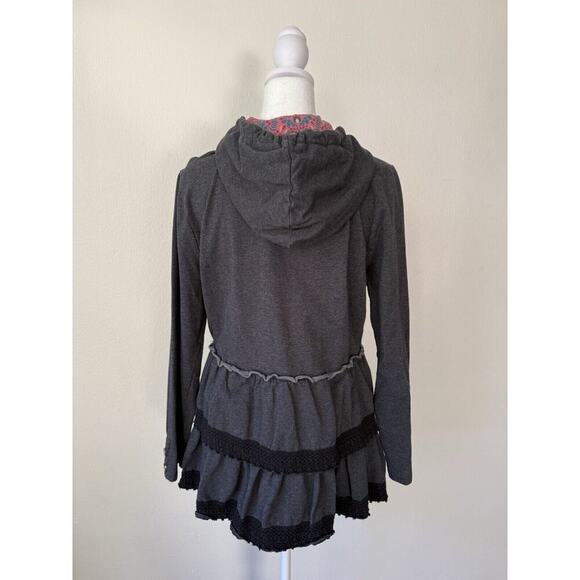 Matilda Jane Wise And Wonderful Hoodie Jacket Tiered Ruffled Dark Gray Size M - Picture 2 of 9
